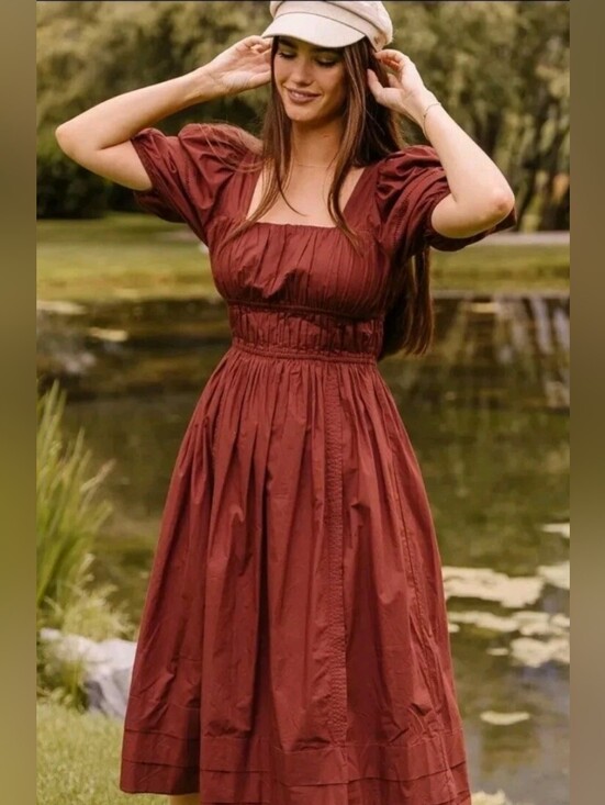 Ivy City Co Dresses & Skirts - Ivy City Co Brooklyn Midi Dress Spice Pockets Cottagecore 100% Cotton S Small